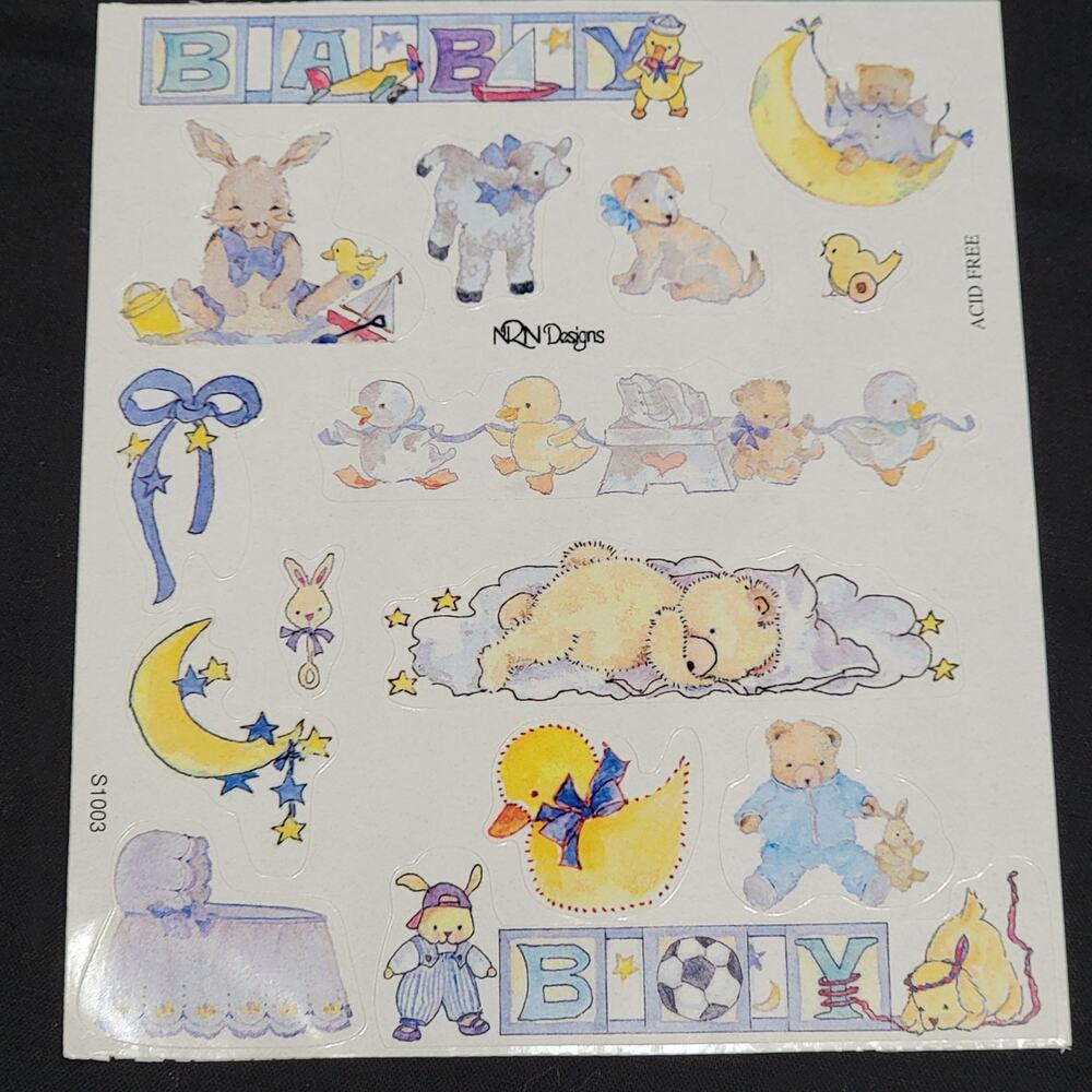 NRN Designs Baby Boy Stickers 1 Sheet Nursery Teddy Bear Shower Scrapbooking‎
